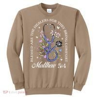 Christian Matthew 5-4 Bible Verse Nurse Stethoscope Flower Sweatshirt thumb 0