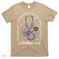 Christian Matthew 5-4 Bible Verse Nurse Stethoscope Flower T-Shirt thumb 0