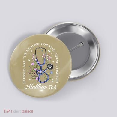 Christian Matthew 5-4 Bible Verse Nurse Stethoscope Flower Button