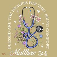 Christian Matthew 5-4 Bible Verse Nurse Stethoscope Flower Button thumb 1