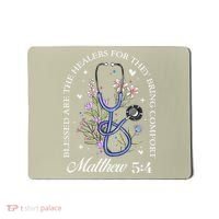 Christian Matthew 5-4 Bible Verse Nurse Stethoscope Flower Mousepad thumb 0