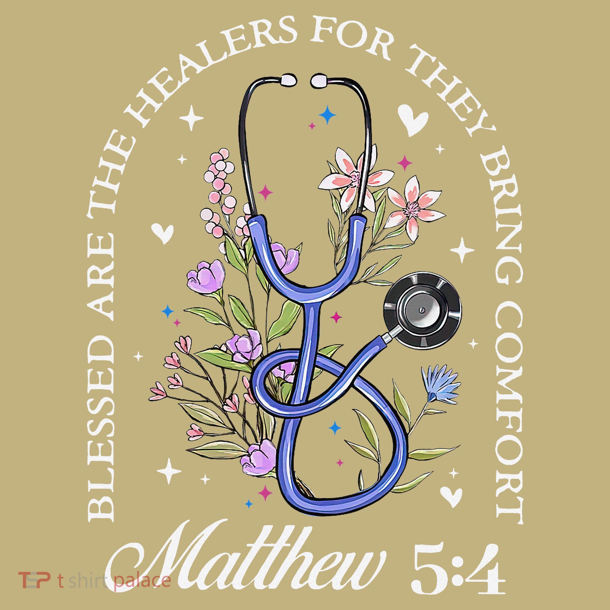 Christian Matthew 5-4 Bible Verse Nurse Stethoscope Flower Mousepad