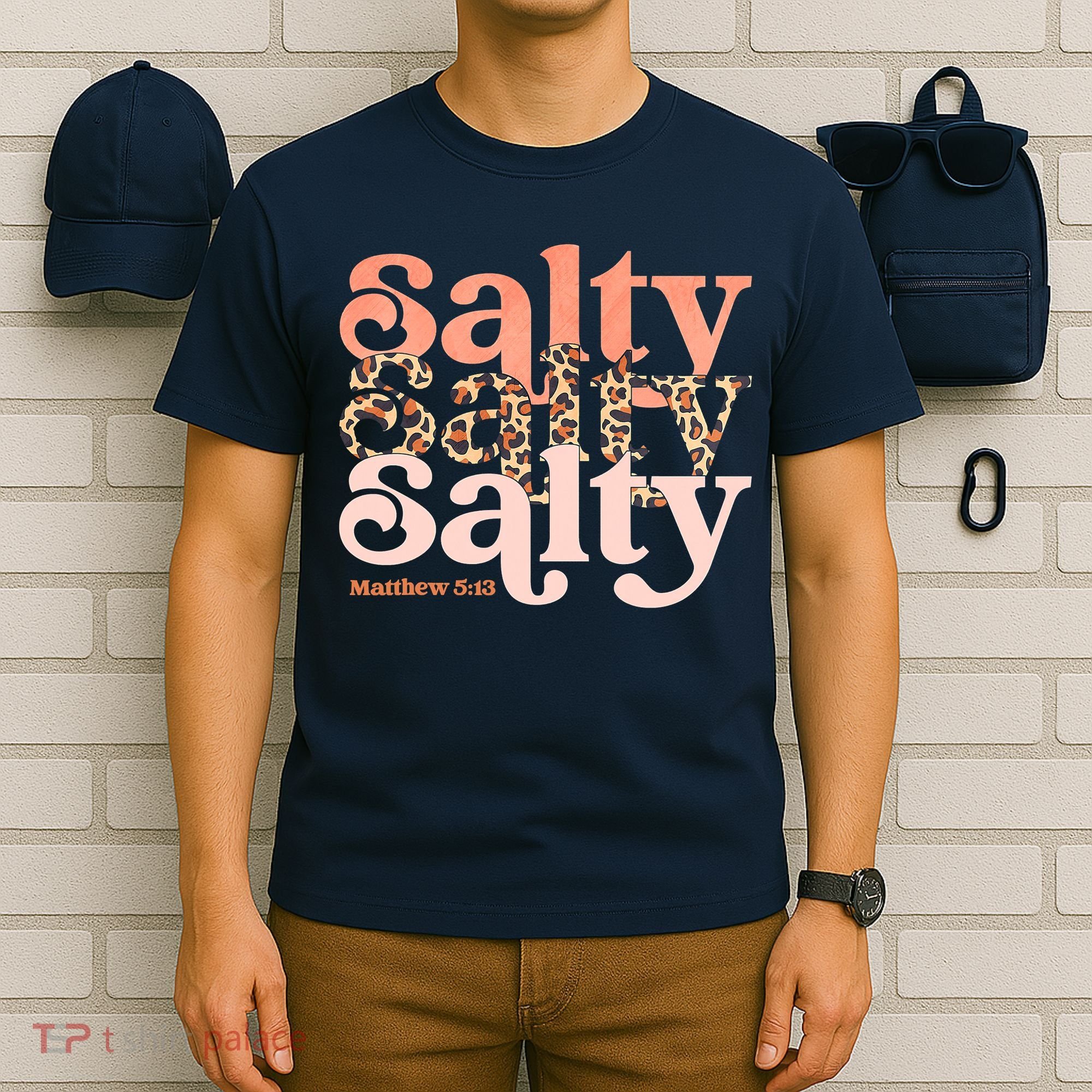 Christian Matthew 513 Stay Salty Faith Vibes Jesus Leopard T-Shirt