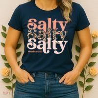 Christian Matthew 513 Stay Salty Faith Vibes Jesus Leopard Women's T-Shirt thumb 2