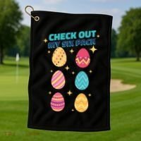 Checkout My 6 Pack Easter Eggs Funny Golf Towel thumb 1