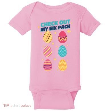 Checkout My 6 Pack Easter Eggs Funny Baby Bodysuit