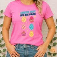 Checkout My 6 Pack Easter Eggs Funny Women's T-Shirt thumb 2