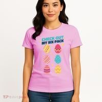 Checkout My 6 Pack Easter Eggs Funny Women's T-Shirt thumb 4