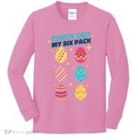 Checkout My 6 Pack Easter Eggs Funny Kids Long Sleeve Shirt thumb 0