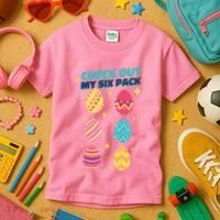 Checkout My 6 Pack Easter Eggs Funny Kids T-Shirt thumb 3