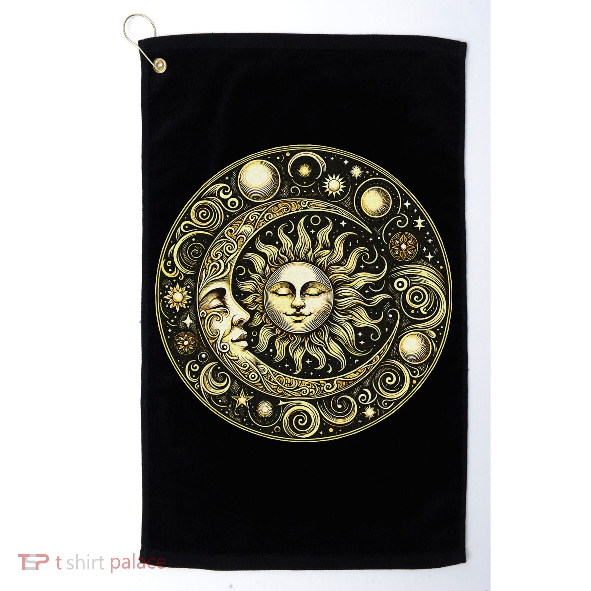 Celestial Moon And Sun Golf Towel