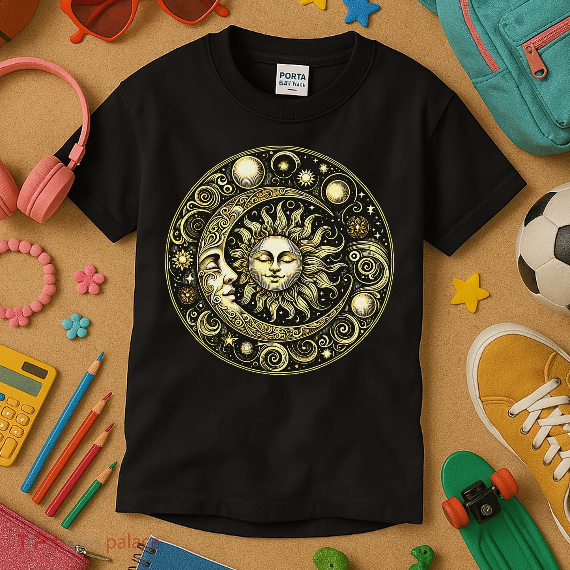 Celestial Moon And Sun Kids T-Shirt