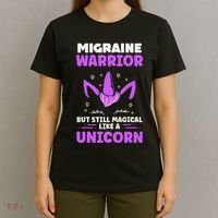 Chronic Migraine Awareness Purple Ribbon Magical Unicorn T-Shirt thumb 4