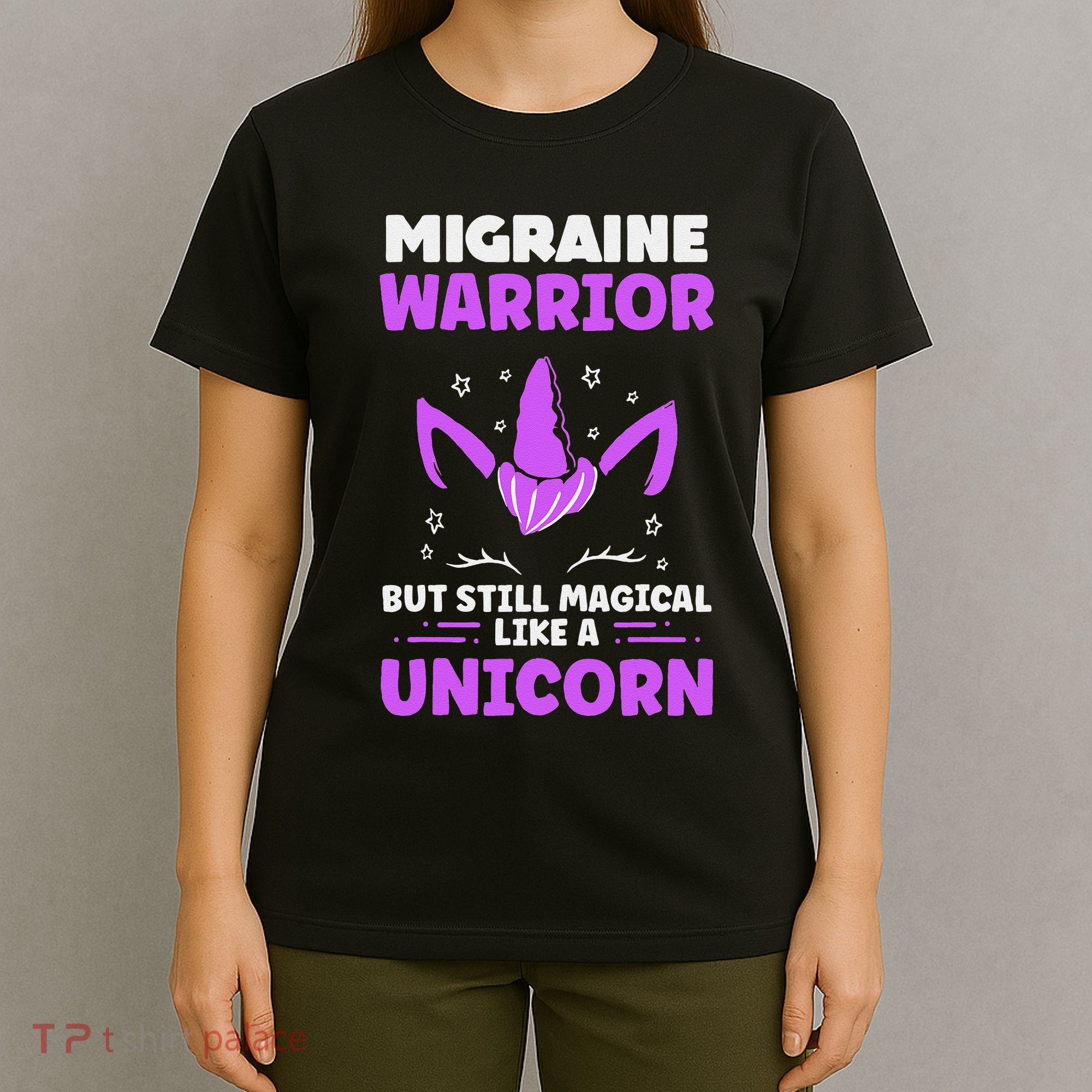 Chronic Migraine Awareness Purple Ribbon Magical Unicorn T-Shirt