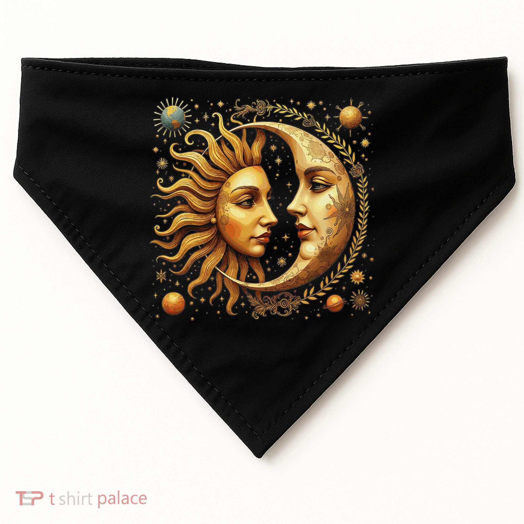 Celestial Moon And Sun Astrology USA-Made Doggie Bandana