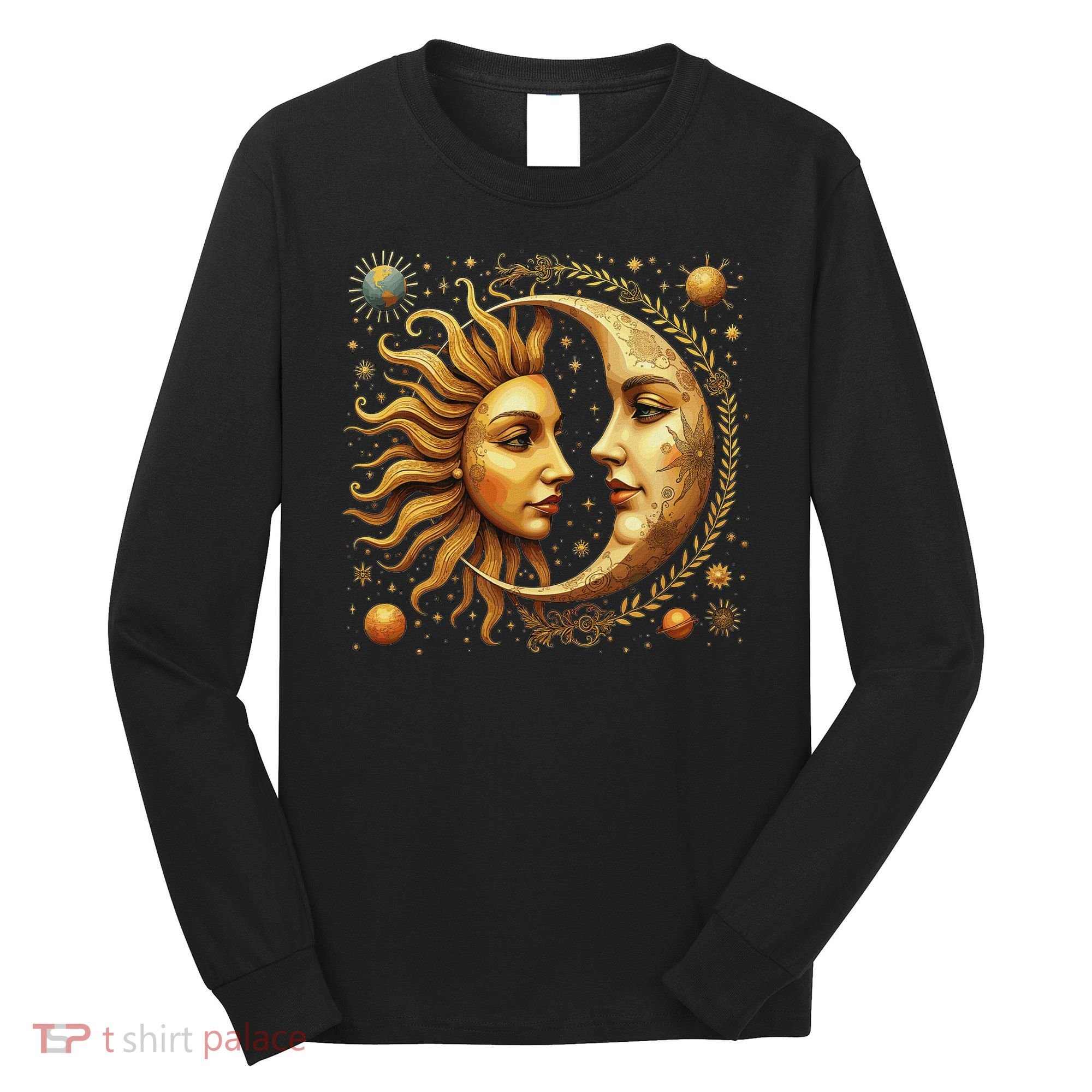 Celestial Moon And Sun Astrology Long Sleeve Shirt