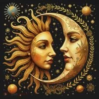 Celestial Moon And Sun Astrology Button thumb 1
