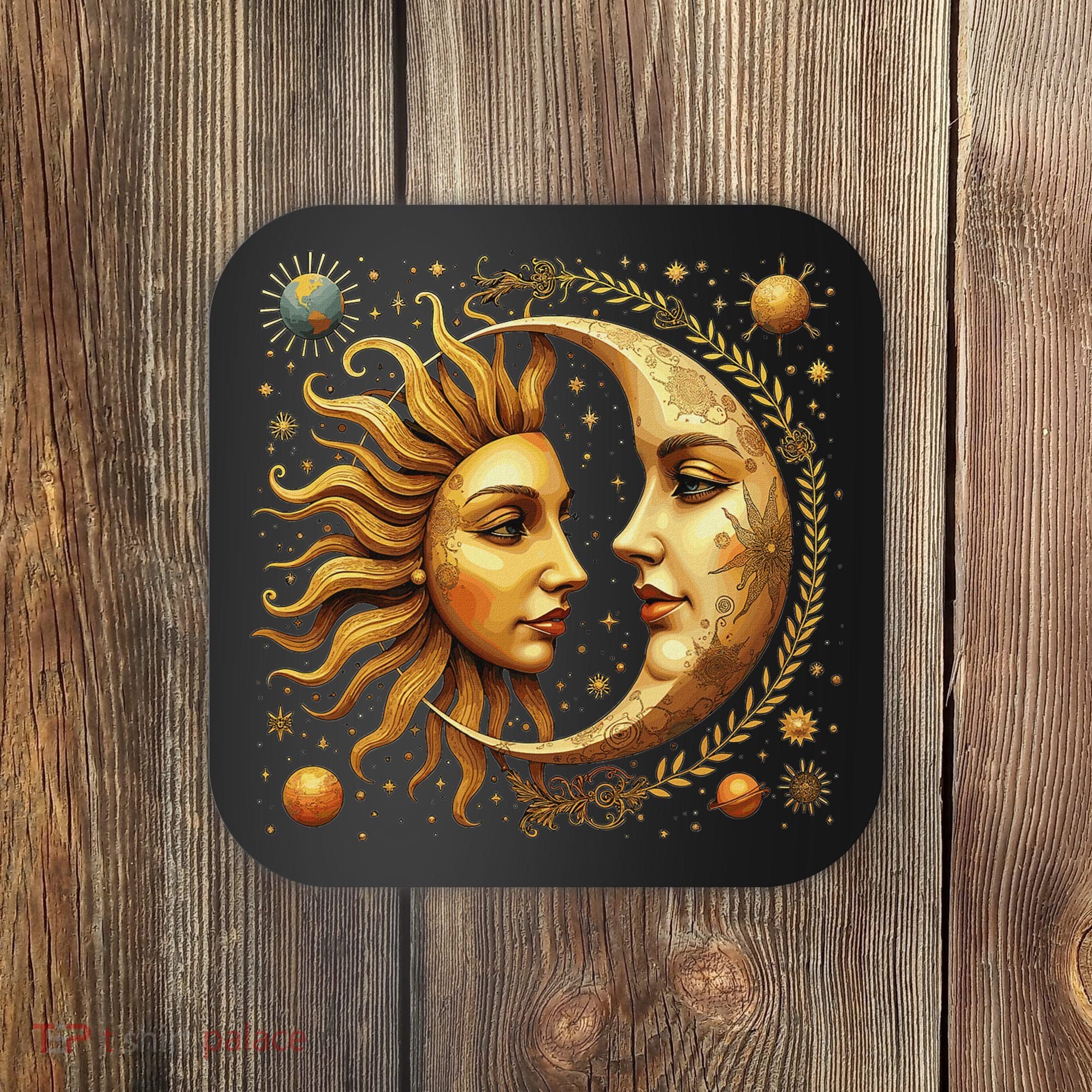 Celestial Moon And Sun Astrology Coaster