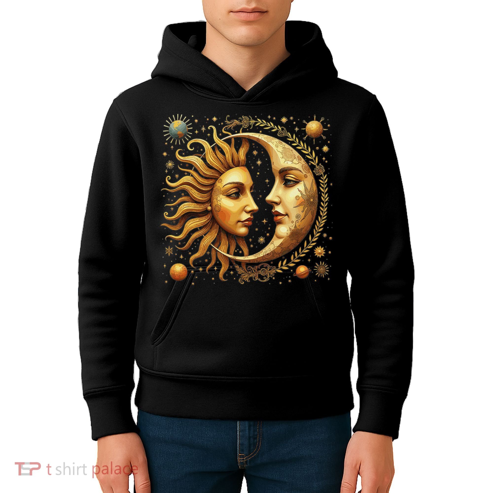 Celestial Moon And Sun Astrology Kids Hoodie