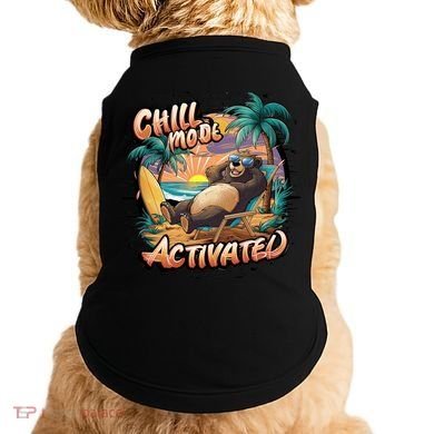 Chill Mode Activated Funny Grizzly Bear Vacay Vibes Only Gift Doggie Tank