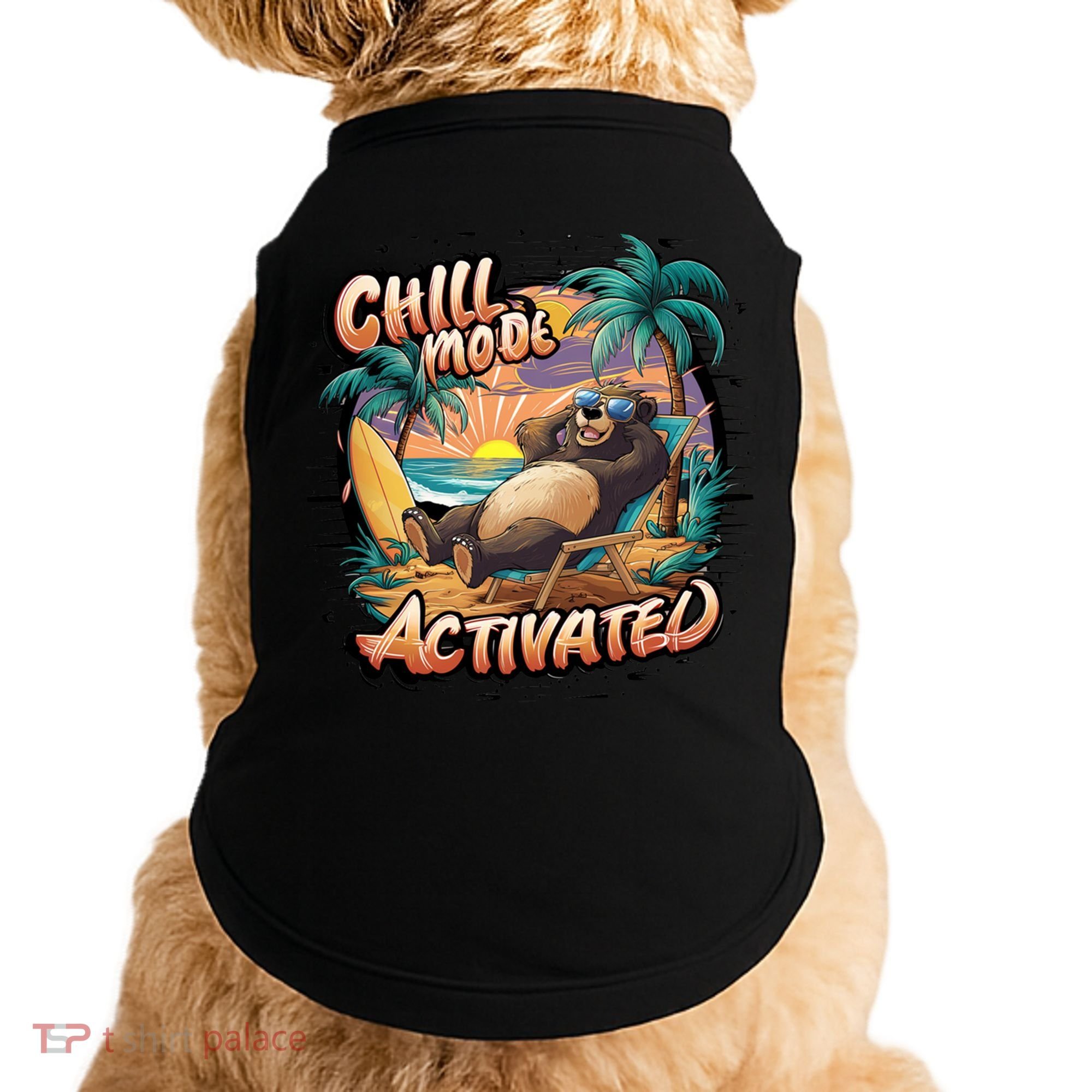 Chill Mode Activated Funny Grizzly Bear Vacay Vibes Only Gift Doggie Tank