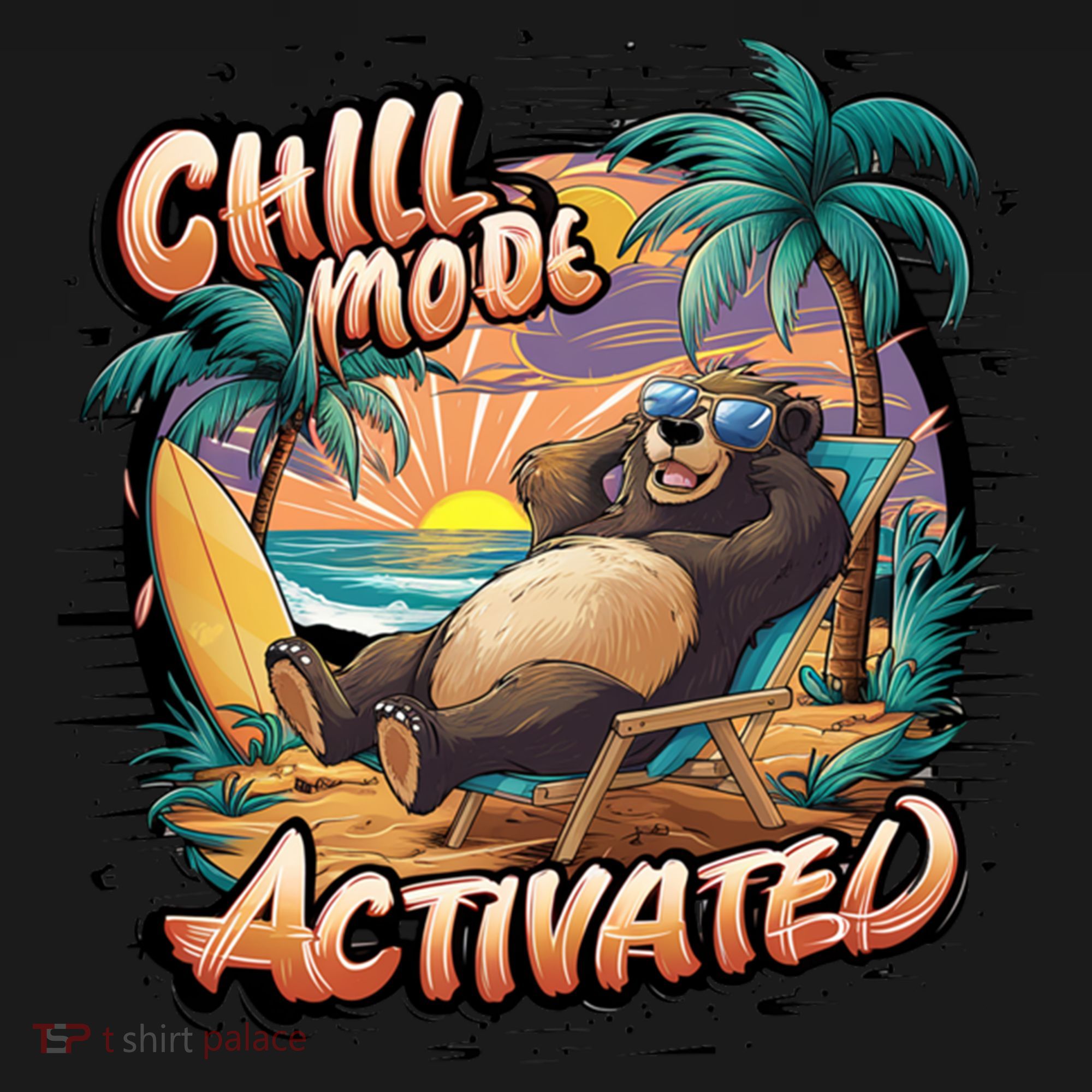 Chill Mode Activated Funny Grizzly Bear Vacay Vibes Only Gift Doggie Tank