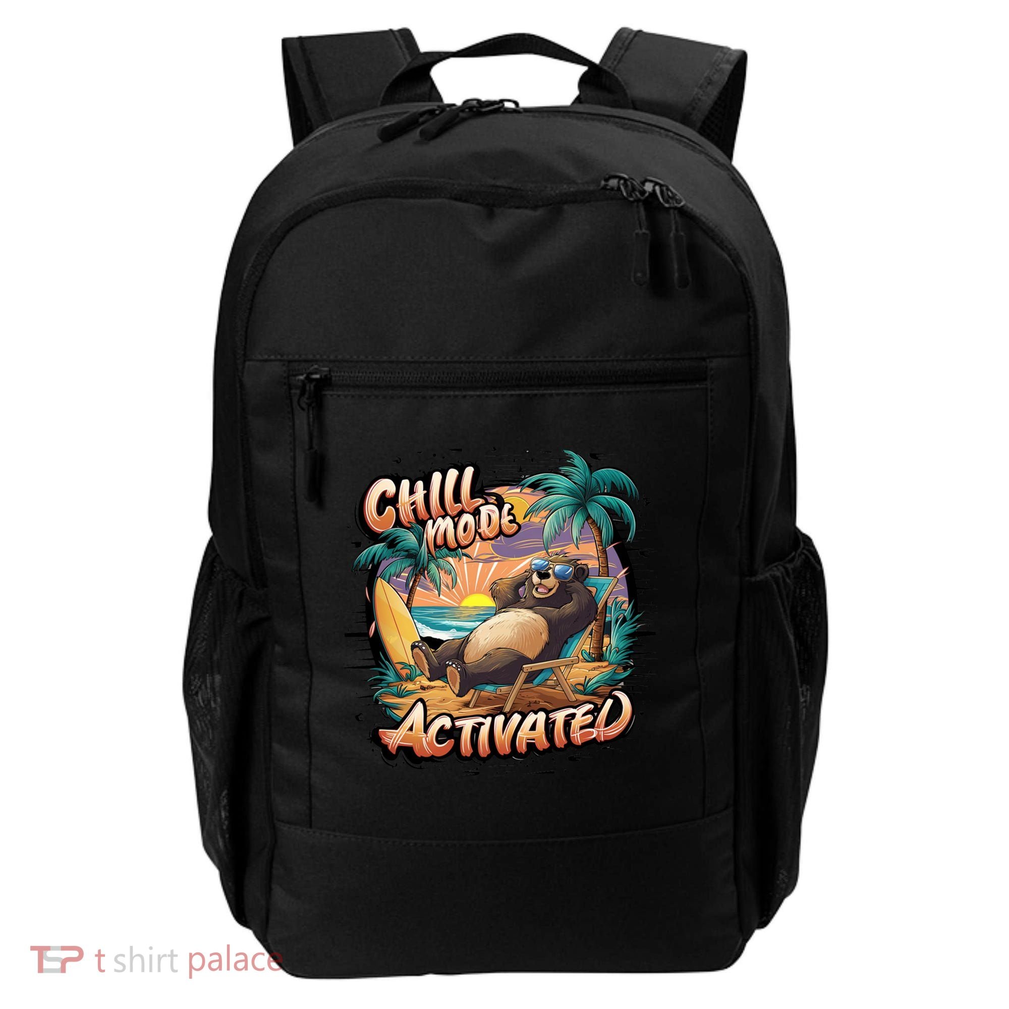 Chill Mode Activated Funny Grizzly Bear Vacay Vibes Only Gift Backpack