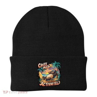 Chill Mode Activated Funny Grizzly Bear Vacay Vibes Only Gift Beanie