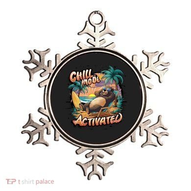 Chill Mode Activated Funny Grizzly Bear Vacay Vibes Only Gift Ornament