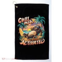 Chill Mode Activated Funny Grizzly Bear Vacay Vibes Only Gift Golf Towel thumb 0