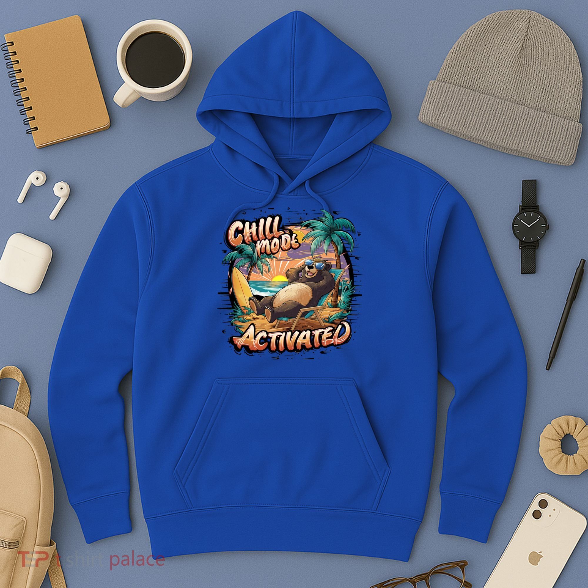 Chill Mode Activated Funny Grizzly Bear Vacay Vibes Only Gift Hoodie
