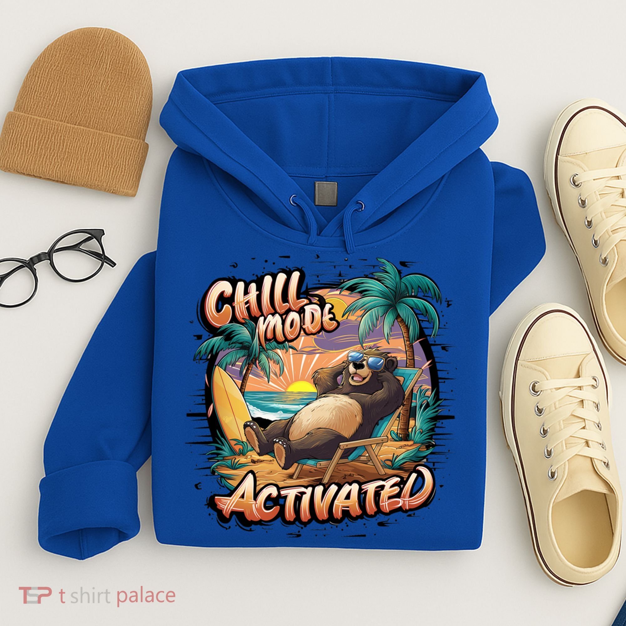 Chill Mode Activated Funny Grizzly Bear Vacay Vibes Only Gift Hoodie