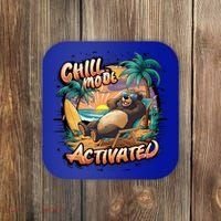 Chill Mode Activated Funny Grizzly Bear Vacay Vibes Only Gift Coaster thumb 0