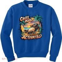 Chill Mode Activated Funny Grizzly Bear Vacay Vibes Only Gift Kids Sweatshirt thumb 0