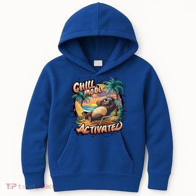 Chill Mode Activated Funny Grizzly Bear Vacay Vibes Only Gift Kids Hoodie