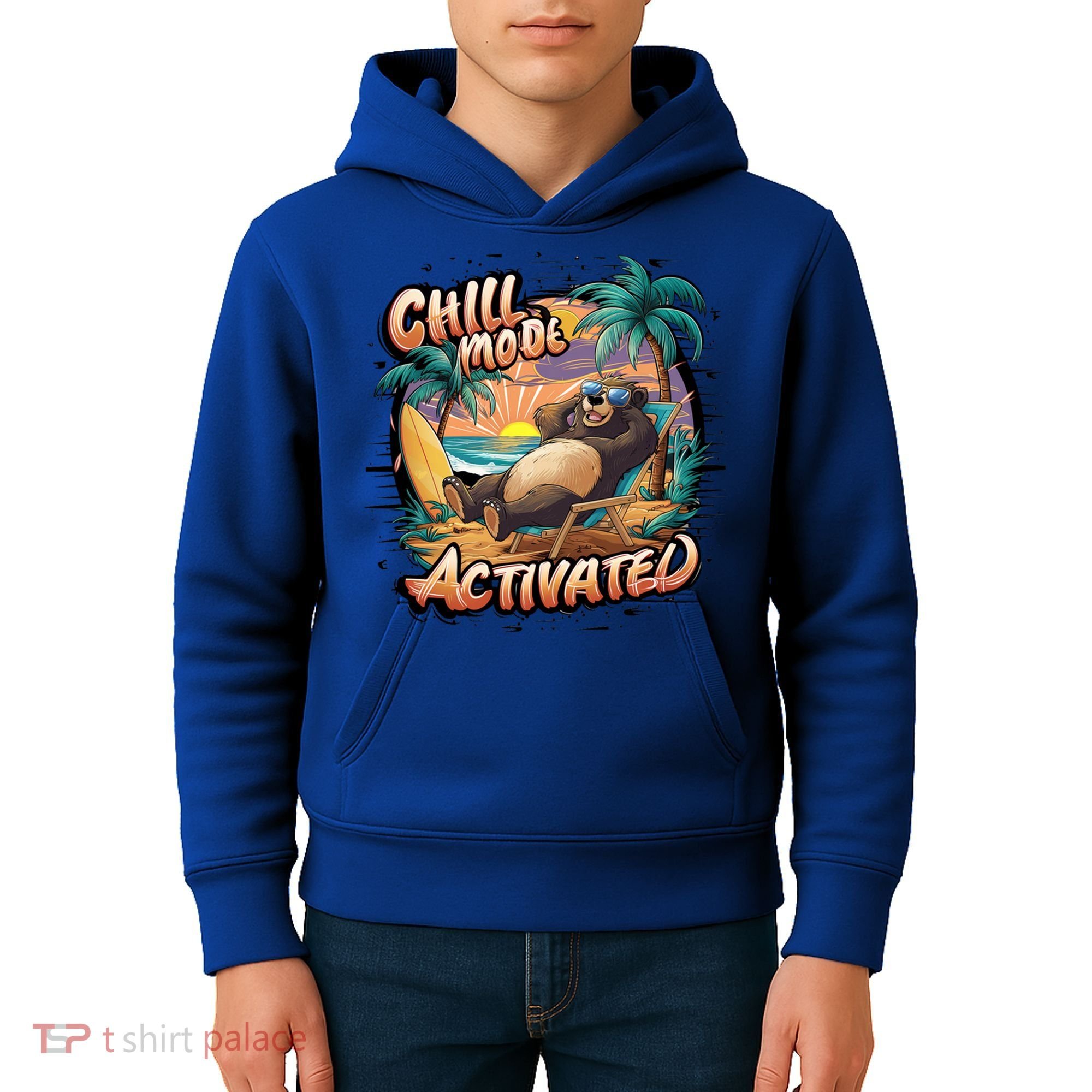 Chill Mode Activated Funny Grizzly Bear Vacay Vibes Only Gift Kids Hoodie