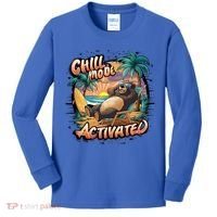 Chill Mode Activated Funny Grizzly Bear Vacay Vibes Only Gift Kids Long Sleeve Shirt thumb 0