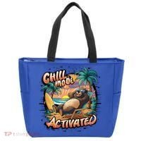 Chill Mode Activated Funny Grizzly Bear Vacay Vibes Only Gift Tote Bag thumb 0