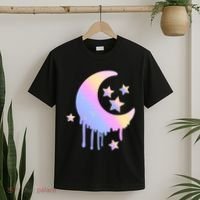 Colorful Moon And Stars Space T-Shirt thumb 2