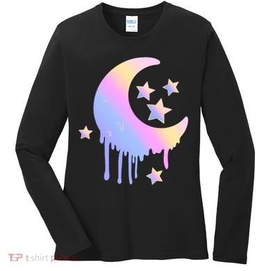 Colorful Moon And Stars Space Women's Long Sleeve Shirt