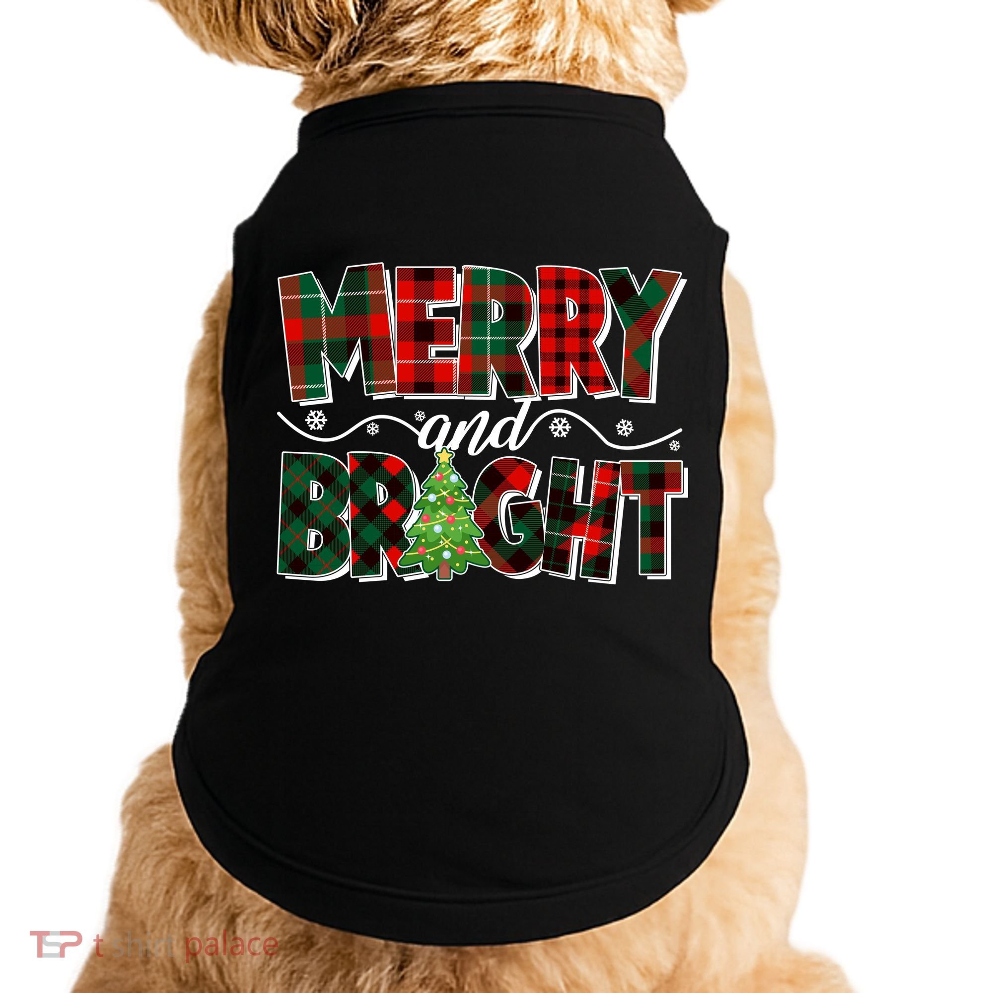 Christmas Merry And Bright Red And Green Patterns Doggie Tank