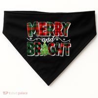 Christmas Merry And Bright Red And Green Patterns USA-Made Doggie Bandana thumb 0