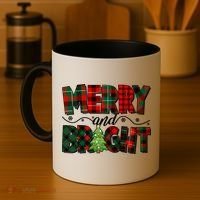 Christmas Merry And Bright Red And Green Patterns Coffee Mug thumb 4