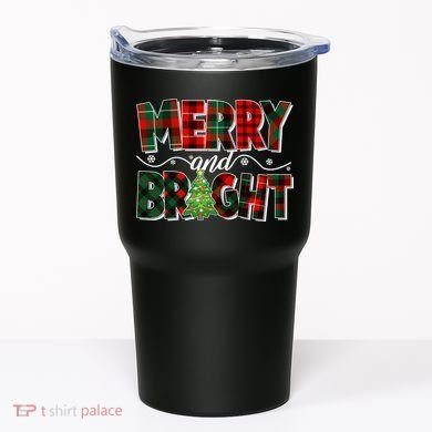 Christmas Merry And Bright Red And Green Patterns Tumbler