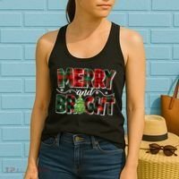 Christmas Merry And Bright Red And Green Patterns Women's Tank Top thumb 2