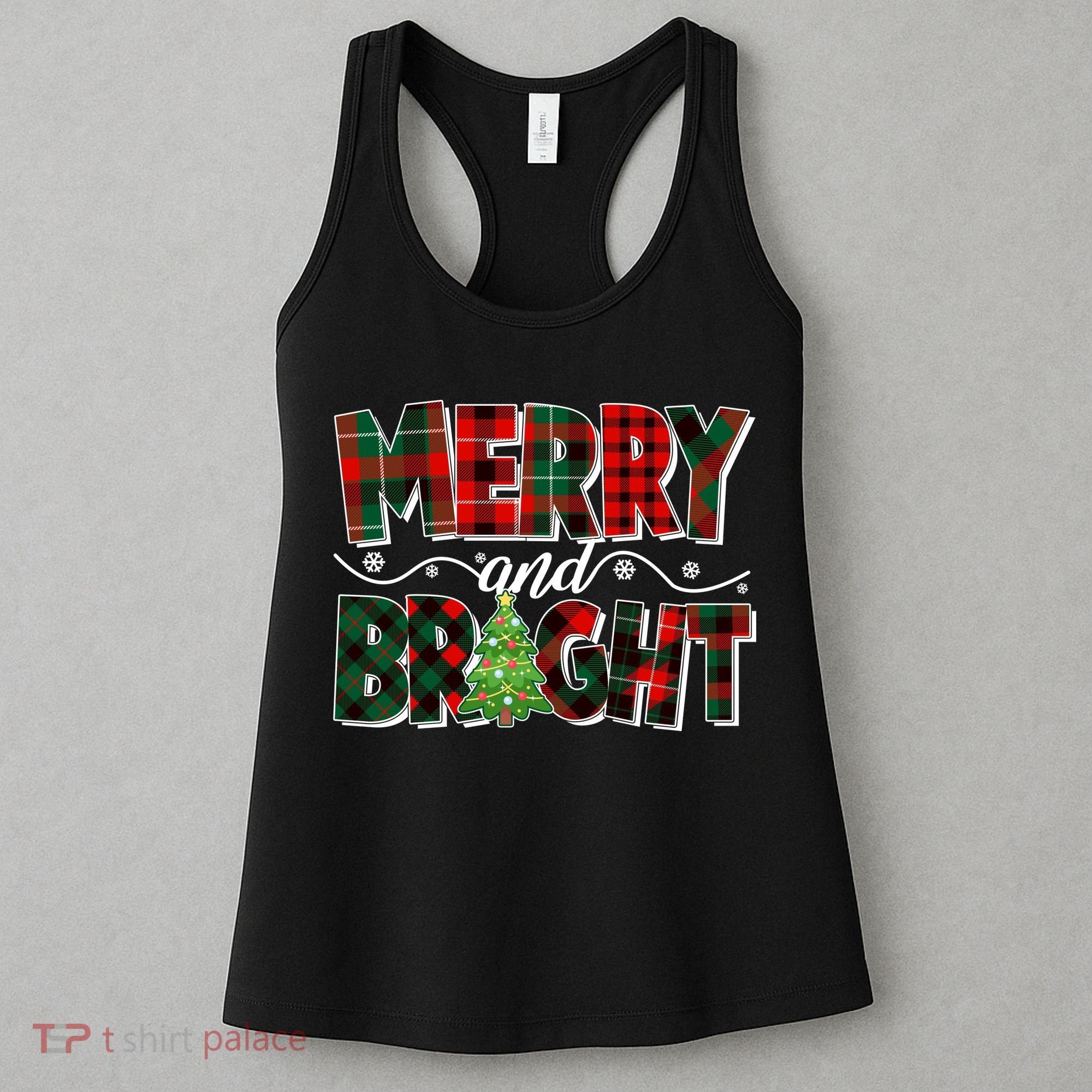 Christmas Merry And Bright Red And Green Patterns Women's Tank Top