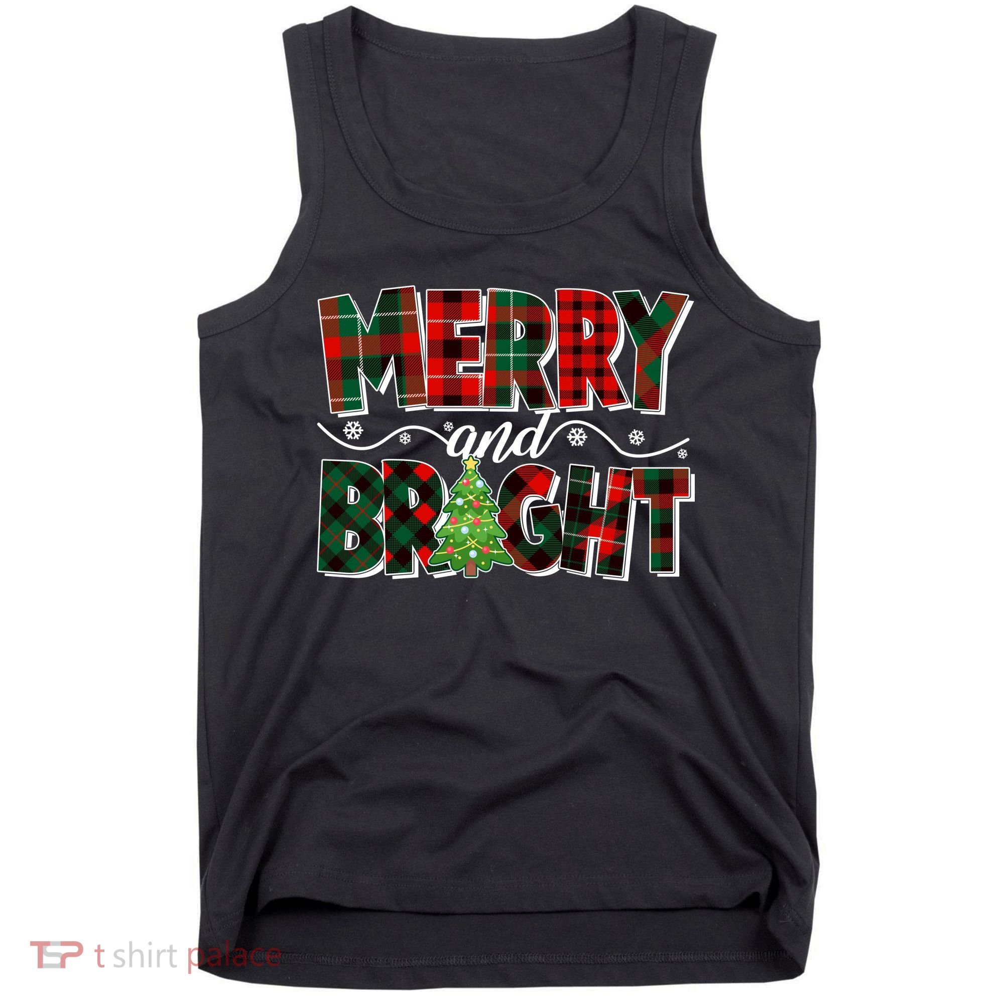 Christmas Merry And Bright Red And Green Patterns Tank Top