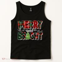 Christmas Merry And Bright Red And Green Patterns Tank Top thumb 2