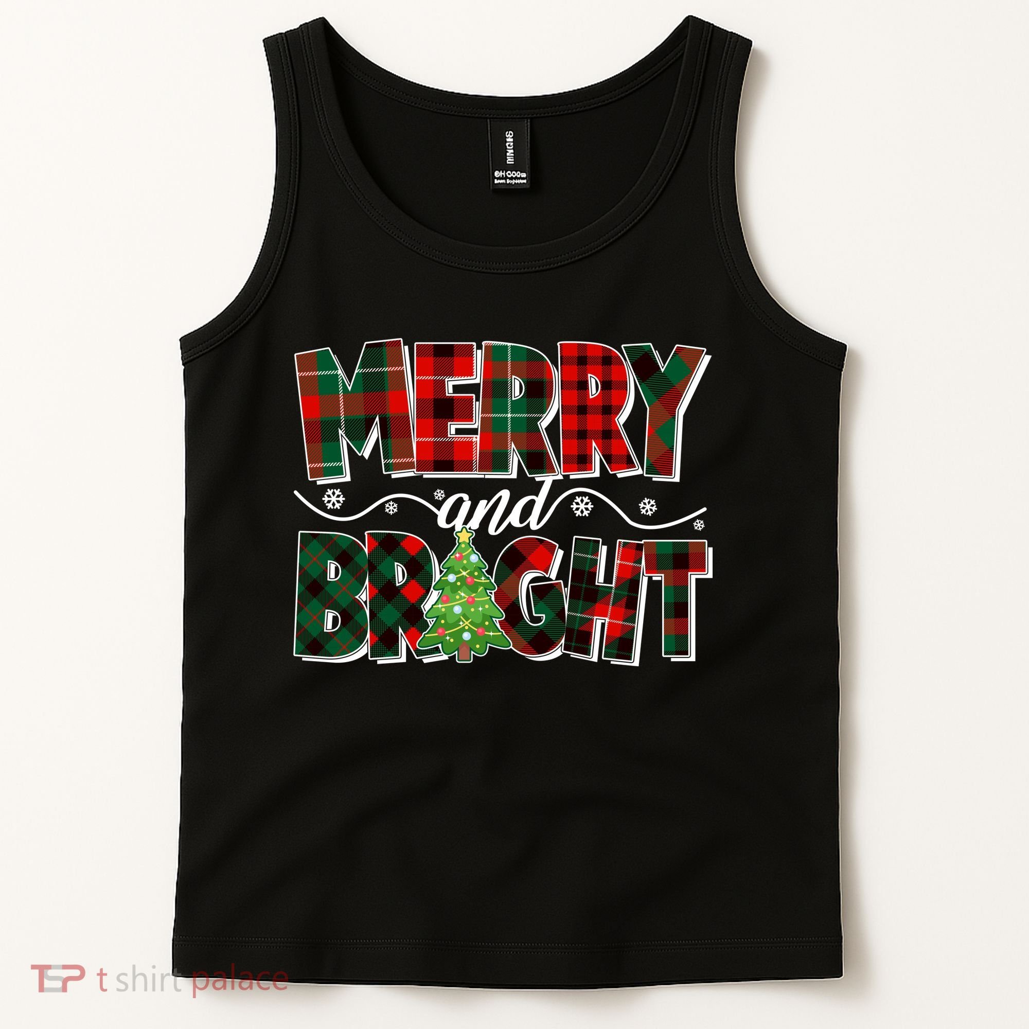 Christmas Merry And Bright Red And Green Patterns Tank Top