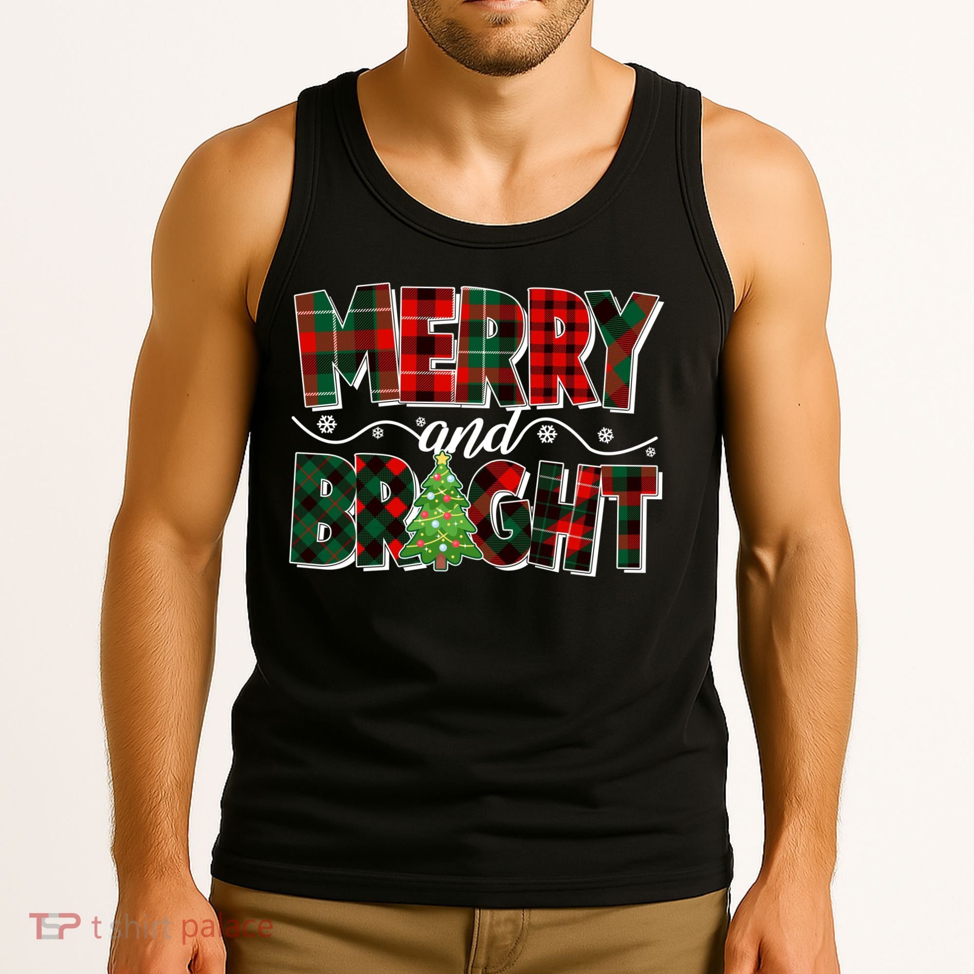 Christmas Merry And Bright Red And Green Patterns Tank Top